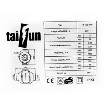 Taifun 2 Speed Inline Ventilator 405/520m³/h 160mm Flansch