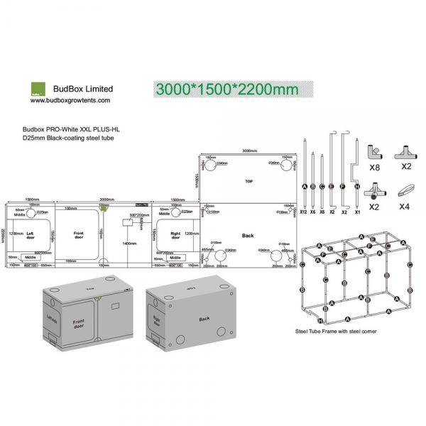 Budbox Silver PRO XXL+ HL 150x300x220 cm